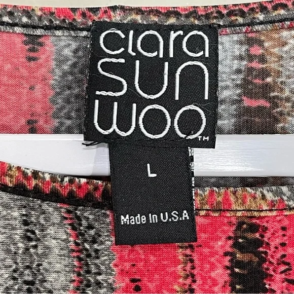 Clara Sun Woo Tunic Mixed Print Abstract Stretch Relaxed Bohemian Artsy Size L - Picture 4 of 14
